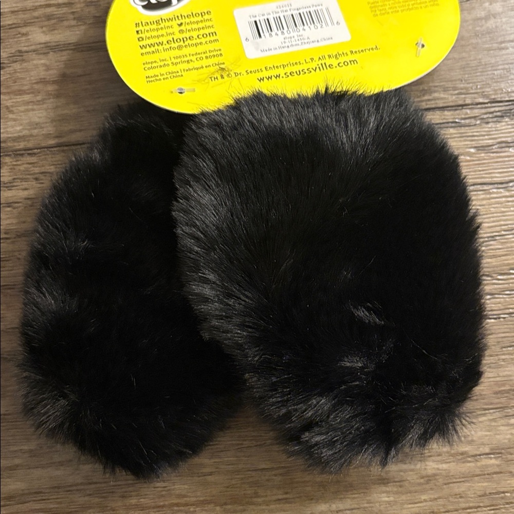 NWT [Elope] Dr. Seuss The Cat in the Hat Fingerless Faux Fur Glove Paws One Size - Picture 9 of 13